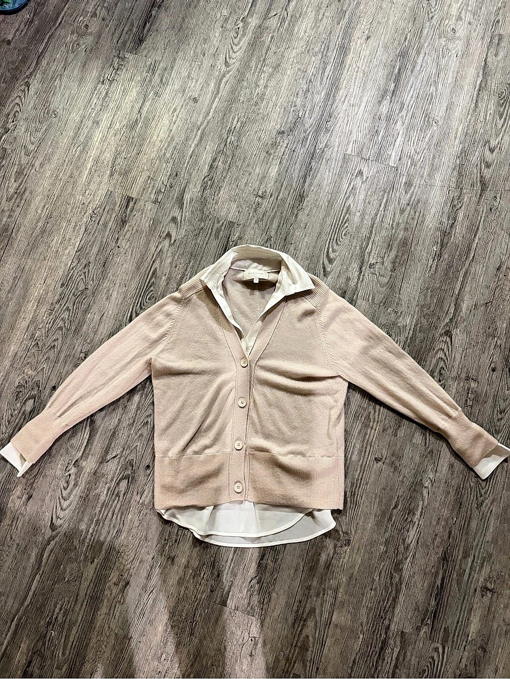 Brochu Walker The Callie Layered Looker Cardigan Pink & White Small